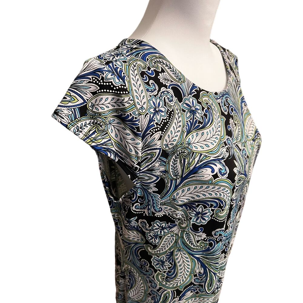 Liz Claiborne dress cap sleeves multicolored paisleys size 12 - Picture 2 of 5